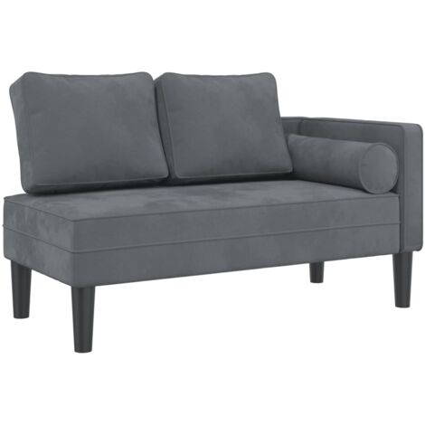 vidaXL Chaise Longue con Cuscini Grigio Scuro in Velluto