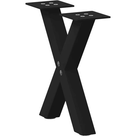 vidaXL Gambe per Tavolino da Caffè a X 2 pz Nere 30x(30-31) cm Acciaio