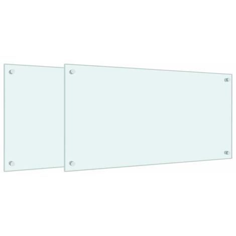 vidaXL Paraschizzi per Cucina 2 pz Bianchi 80x40 cm in Vetro Temperato