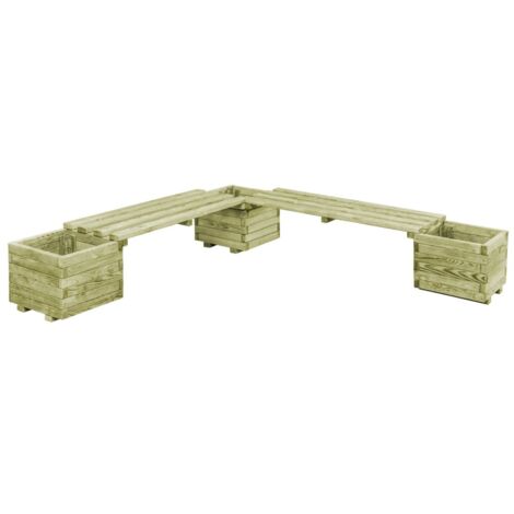 vidaXL Fioriera da Giardino con Panca in Legno di Pino Impregnato (1/5)