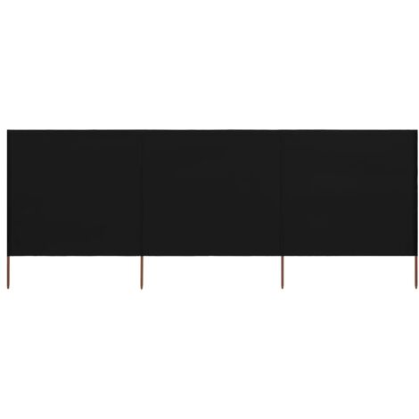 vidaXL Paravento a 3 Pannelli in Tessuto 400x120 cm Nero