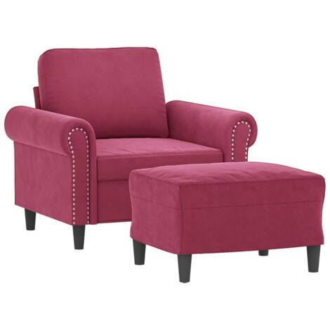 vidaXL Poltrona con Poggiapiedi Rosso Vino 60 cm in Velluto