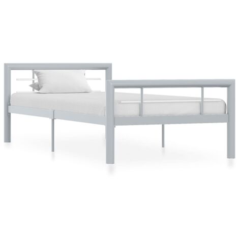 vidaXL Giroletto Grigio e Bianco in Metallo 90x200 cm (1/5)