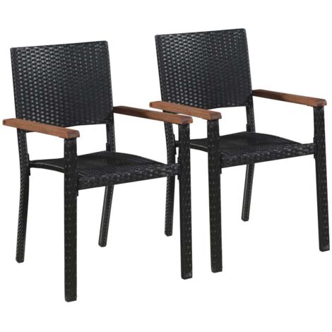 Sedie da Giardino 2 pz in Polyrattan Nero vidaXL (1/5)