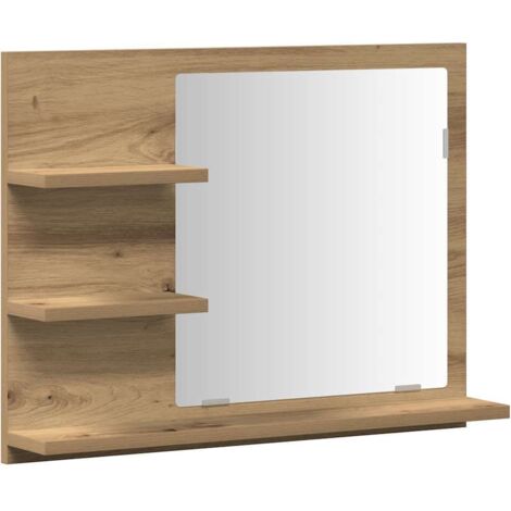 vidaXL Armadietto a Specchio da Bagno Rovere Artigianale 60x10,5x45 cm