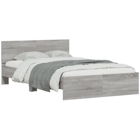 vidaXL Giroletto con Testiera e LED Grigio Sonoma 120x200 cm