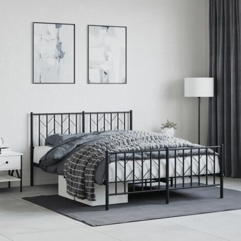 vidaXL Giroletto con Testiera e Pediera Metallo Nero 135x190 cm (1/5)