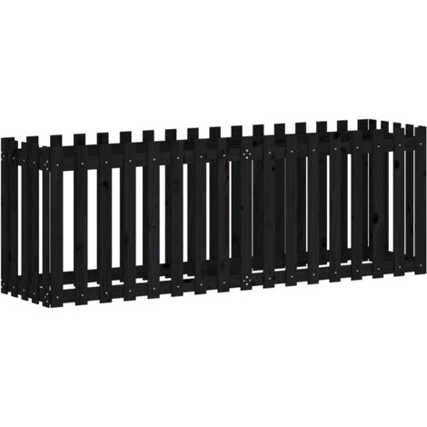 vidaXL Fioriera Giardino a Recinzione Nera 200x50x70cm Massello Pino