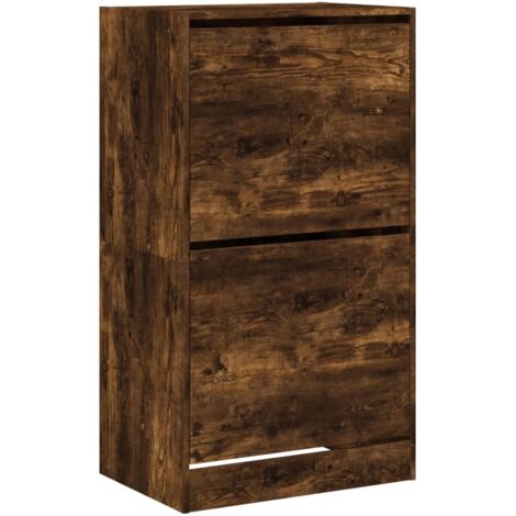 Scarpiera con 2 Cassetti Ribaltabili Rovere Fumo 60x42x180 cm vidaXL