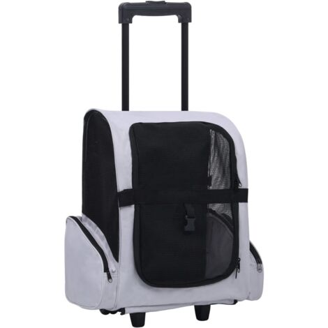 vidaXL Trolley Trasportino per Animali Pieghevole Multifunzione Grigio