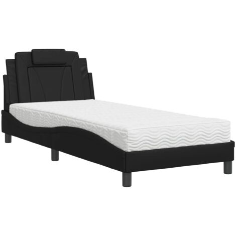 vidaXL Letto Viana con Materasso Nero 80x200 cm in Similpelle (1/5)