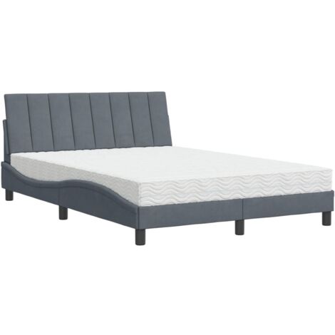 vidaXL Letto con Materasso Hanko Grigio Scuro 140x190 cm in Velluto (1/5)