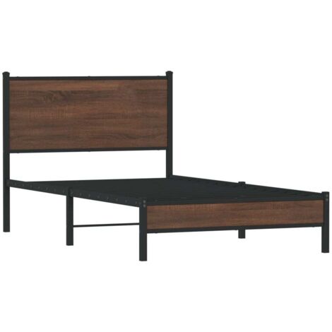 vidaXL Giroletto senza Materasso in Metallo Rovere Marrone 100x190 cm (1/5)