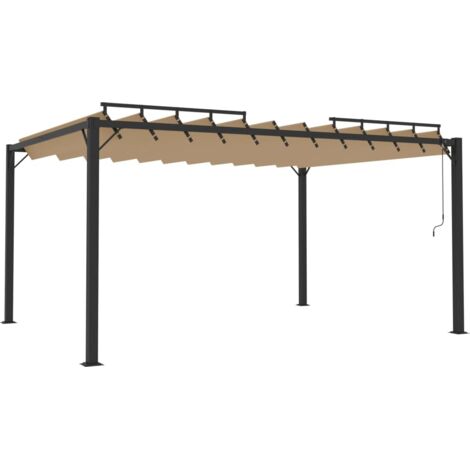 vidaXL Gazebo con Tetto a Lamelle 3x4 m in Tessuto Tortora e Alluminio