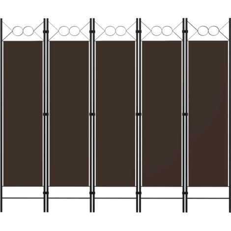 vidaXL Paravento a 5 Pannelli Marrone 200x180 cm