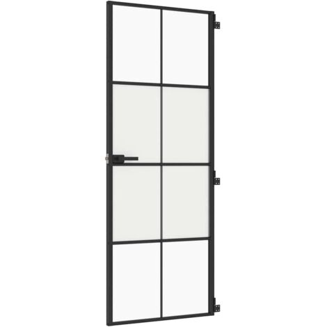 vidaXL Porta Interni Sottile Nera 76x201,5cm Vetro Temperato Alluminio