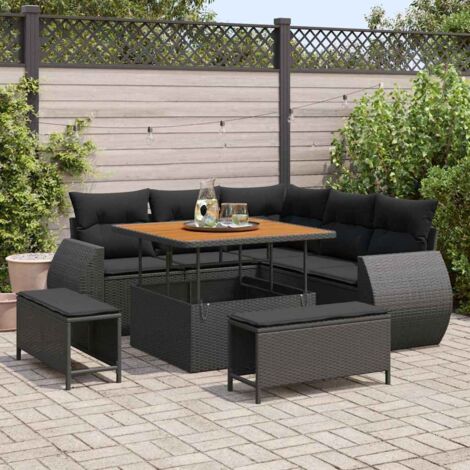 vidaXL Set Divano da Giardino 8 pcs Nero polyrattan (1/5)