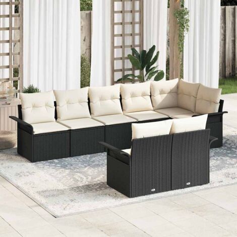 vidaXL Set Divano da Giardino con archiviazione 8 pcs Nero polyrattan (1/5)