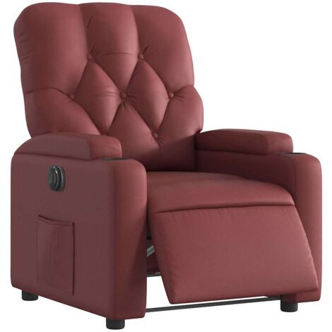 vidaXL Poltrona Reclinabile Elettrica Rosso Vino in Similpelle