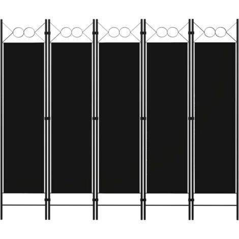 vidaXL Paravento a 5 Pannelli Nero 200x180 cm