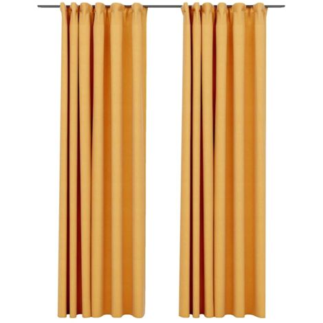 vidaXL Tende Oscuranti con Ganci Effetto Lino 2 pz Gialle 140x225 cm