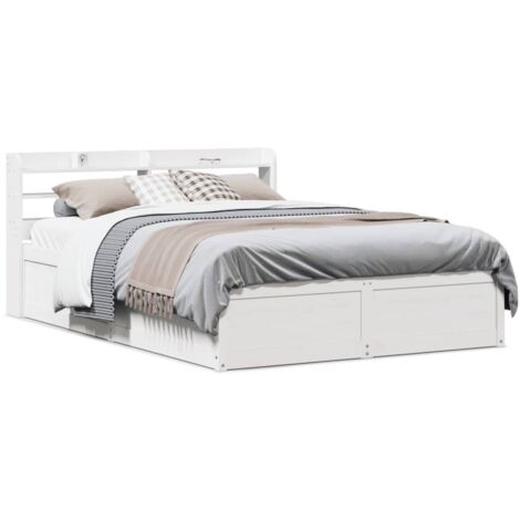 vidaXL Giroletto con Testiera Bianco 140x190 cm in Legno Massello Pino (1/5)