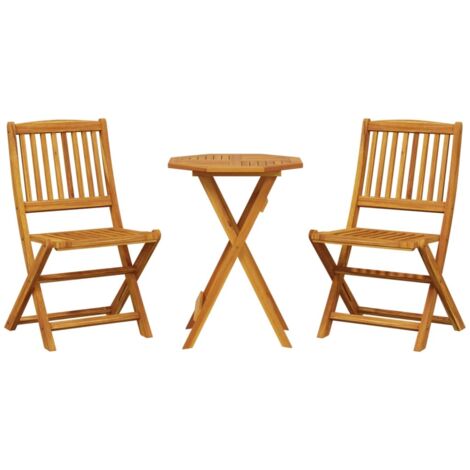 vidaXL Set Bistrò Pieghevole 3pz in Legno Massello di Acacia