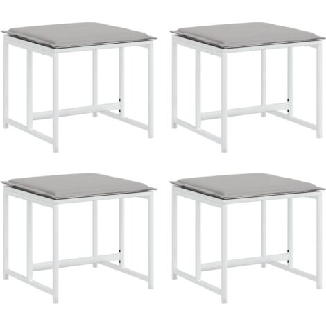 vidaXL Sgabelli Giardino con Cuscini 4 pz Bianchi Acciaio e Textilene