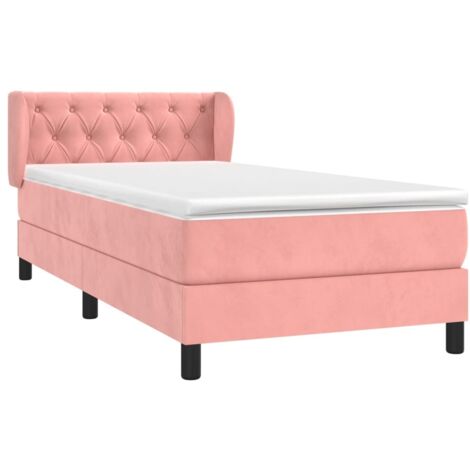 Giroletto a Molle con Materasso Rosa 80x200 cm in Velluto vidaXL (1/5)
