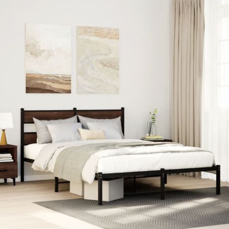 vidaXL Giroletto senza Materasso con Testiera Rovere Marrone 140x190cm (1/5)