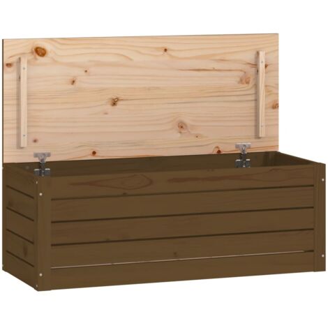 vidaXL Contenitore Portaoggetti Ambra 89x36,5x33cm Legno Massello Pino