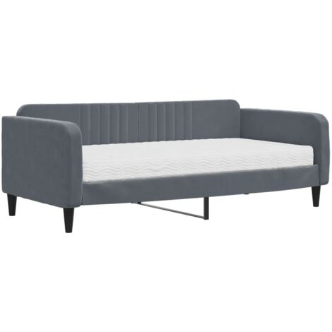 vidaXL Divano Letto con Materasso Grigio Scuro 90x190 cm in Velluto (1/5)