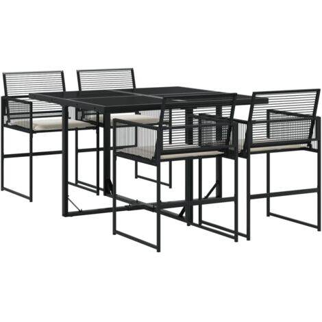 vidaXL Set da Pranzo da Giardino 5 pz Nero con Cuscini in Polyrattan (1/5)