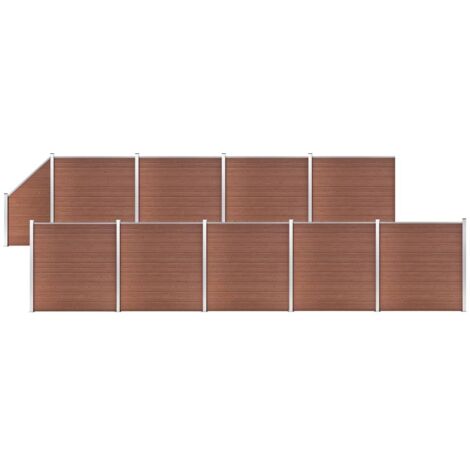 vidaXL Pannelli Recinzione 9 Quadrati 1 Inclinato 1657x186cm Marrone