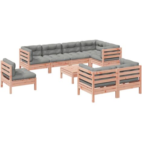 vidaXL Set Divani Giardino 9 pz Cuscini Legno Massello Abete Douglas (1/5)