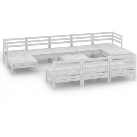 vidaXL Set Salotto da Giardino 11 pz in Legno Massello di Pino Bianco (1/5)