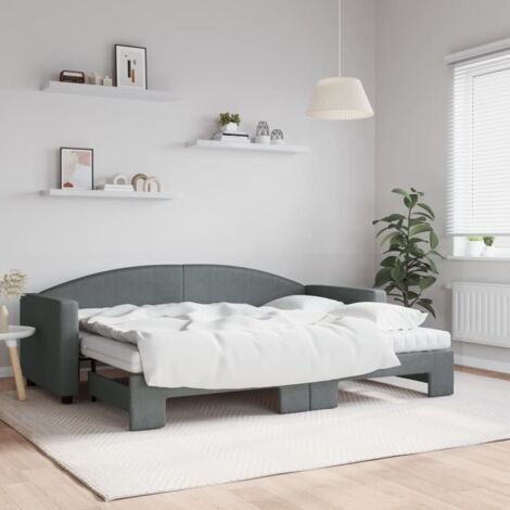 vidaXL Divano Letto Estraibile Materassi Grigio Scuro 80x200cm Tessuto