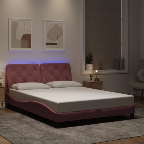 vidaXL Giroletto con LED senza Materasso Rosa 140x200 cm in Velluto (1/5)