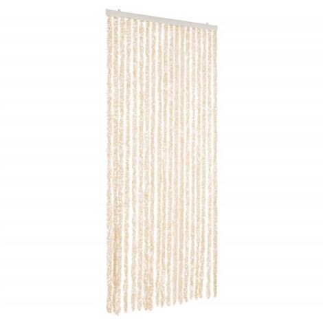 Tenda Antimosche Beige e Bianca 56x185 cm in Ciniglia vidaXL