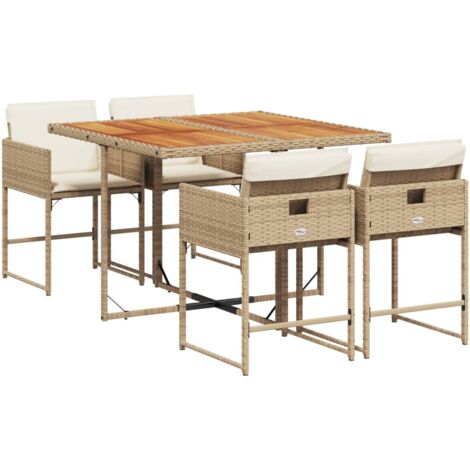 vidaXL Set da Pranzo da Giardino 5 pz con Cuscini Beige in Polyrattan