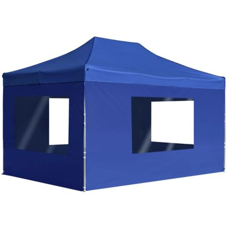vidaXL Gazebo Professionale Pieghevole Pareti Alluminio 4,5x3m Blu