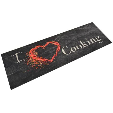 vidaXL Tappeto da Cucina Lavabile Nero Cucinare 60x180 cm Velluto