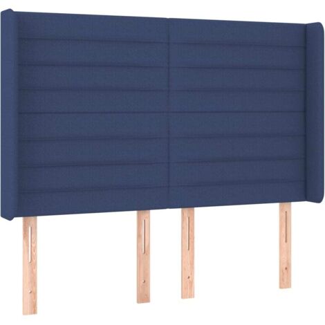 vidaXL Testiera ad Orecchio Blu 147x16x118/128 cm in Tessuto (1/5)