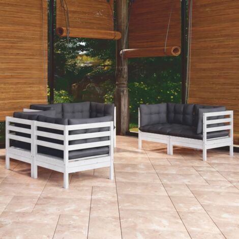 vidaXL Set Salotto da Giardino 6 pz con Cuscini Legno Massello di Pino (1/5)