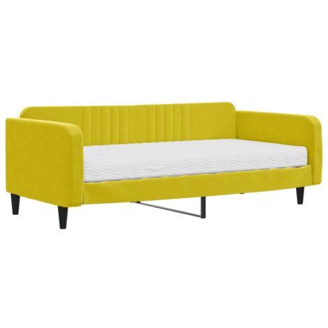 vidaXL Divano Letto con Materasso Giallo 100x200 cm in Velluto