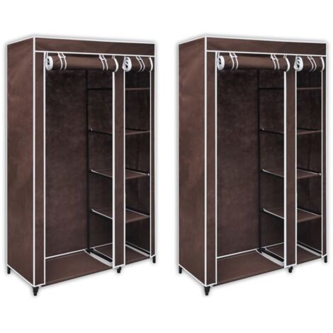 Armadio Guardaroba in Tessuto 2 pz Marrone vidaXL 929655
