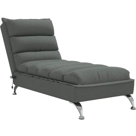 vidaXL Chaise Longue Massaggi con Cuscini Grigio Scuro in Tessuto