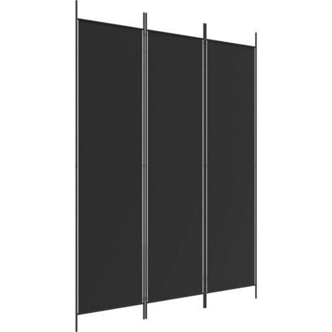 vidaXL Divisorio a 3 Pannelli Nero 150x200 cm in Tessuto