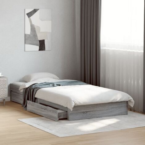 vidaXL Giroletto Cassetti Grigio Sonoma 90x190 cm Legno Multistrato