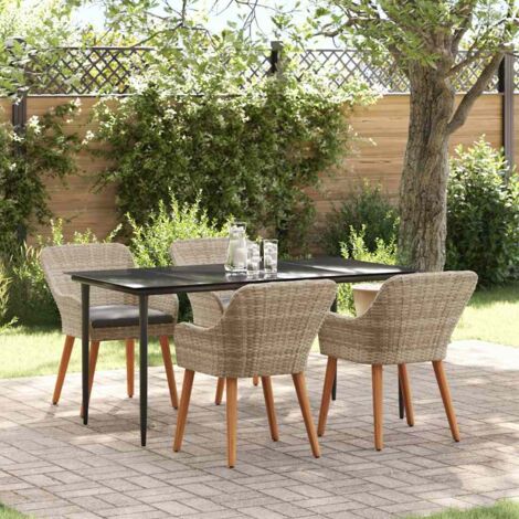 vidaXL Set da pranzo Grigio chiaro Poly Rattan (1/5)